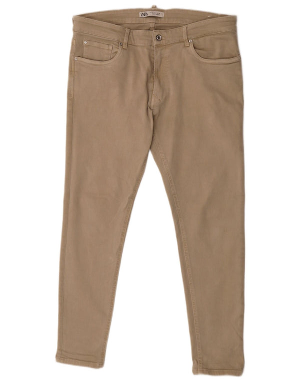 Jeans skinny da uomo a vita bassa Zara EU 46 XL W36 L28 Cotone beige