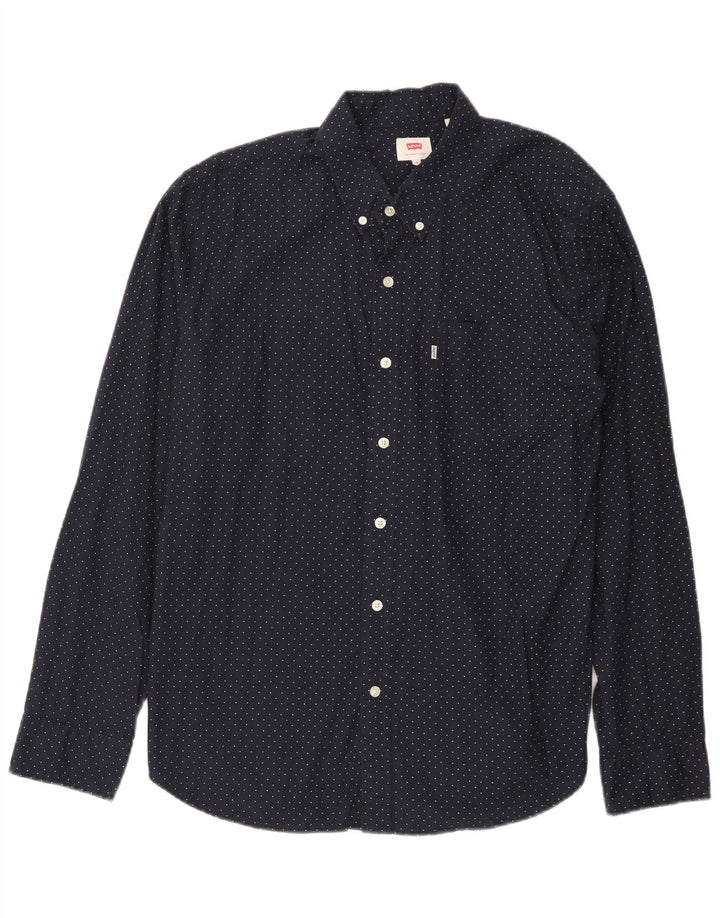 Camicia Levi's da uomo XL in cotone maculato blu navy