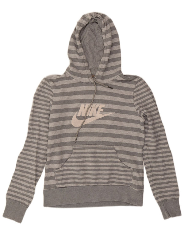Felpa con cappuccio grafica Nike da donna UK 10/12 Cotone a righe grigio medio