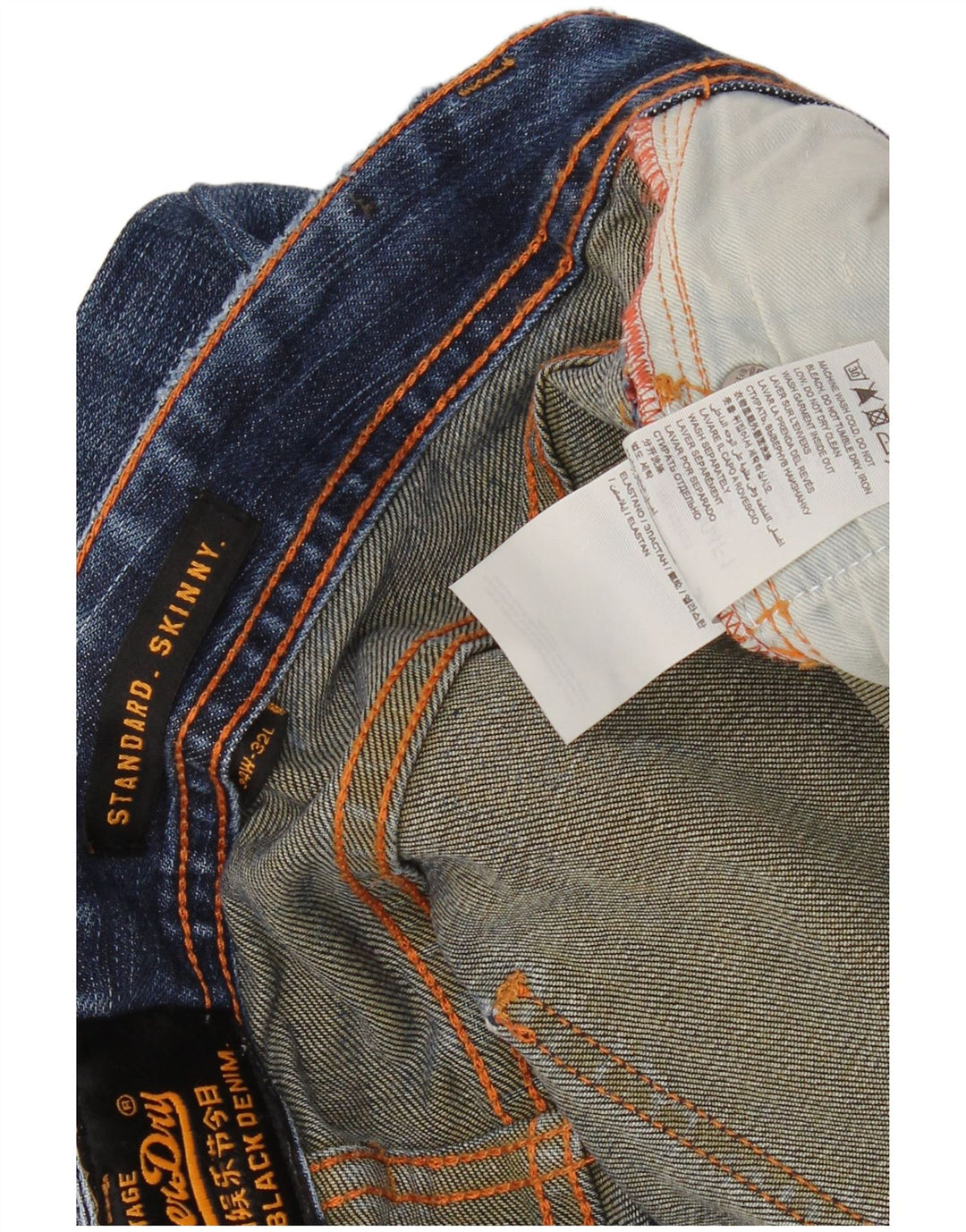 Jeans skinny da uomo con vestibilità standard SUPERDRY W34 L32 cotone blu