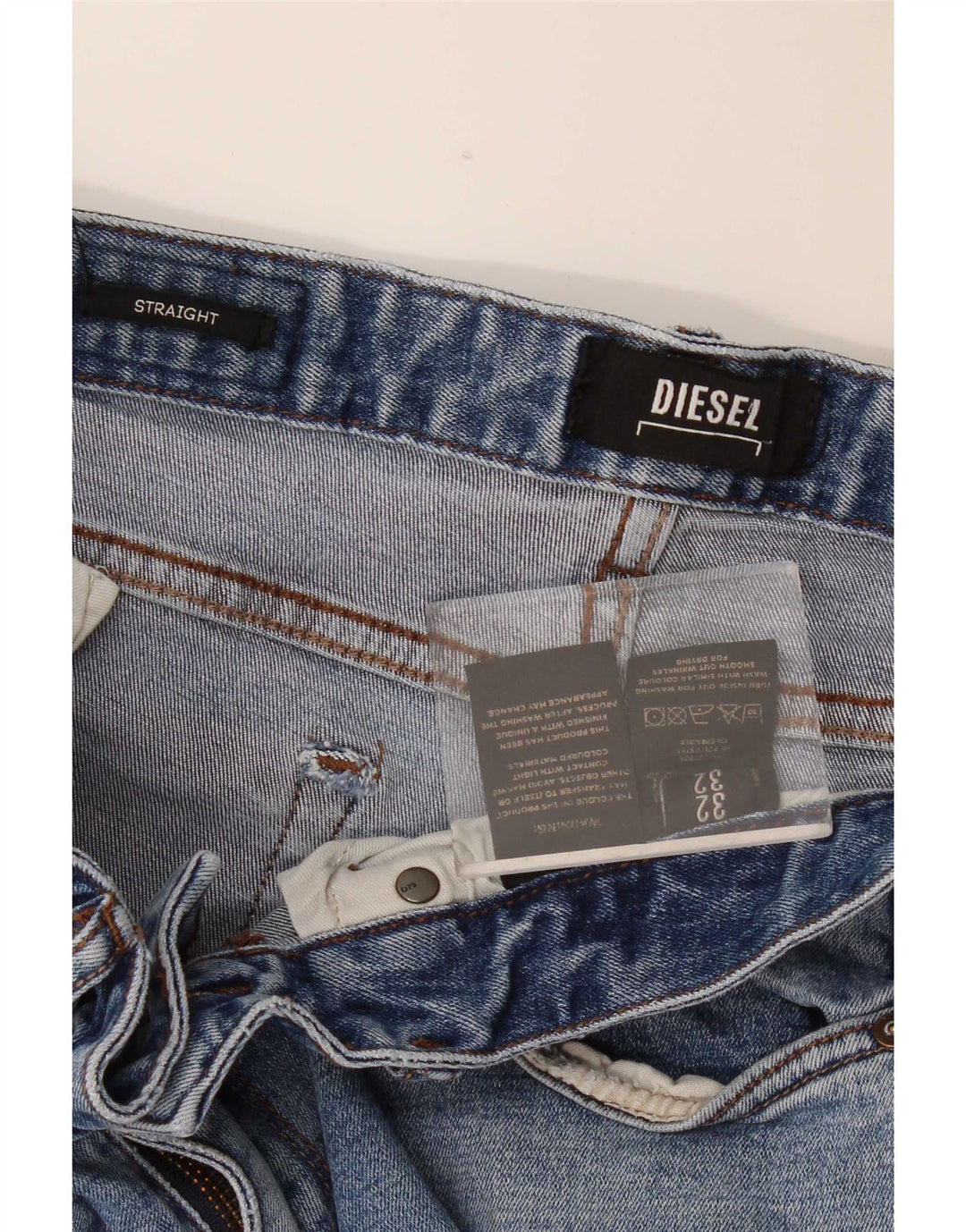 Jeans dritti da uomo Diesel W32 L32 in cotone blu