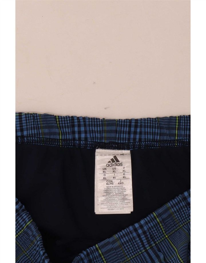 Pantaloncini da bagno da uomo Adidas XL blu navy a quadri in poliestere