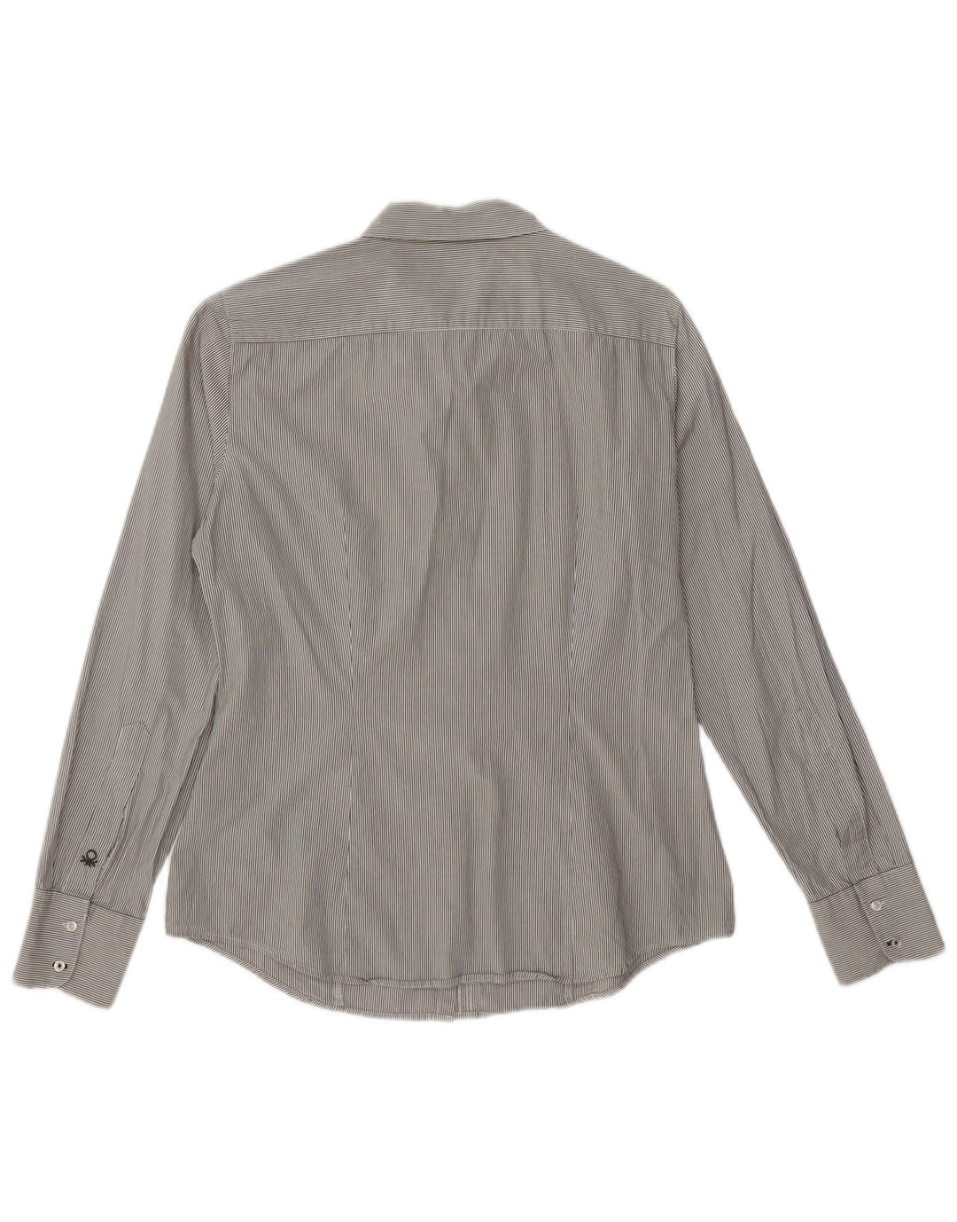 BENETTON Womens Shirt UK 16 Large Grey Striped
