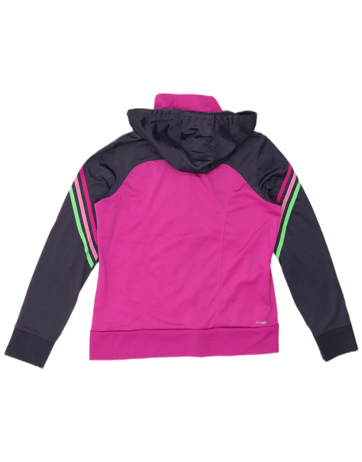 Maglione con cappuccio e zip ADIDAS da donna Climalite UK 16/18 Large Pink Colourblock