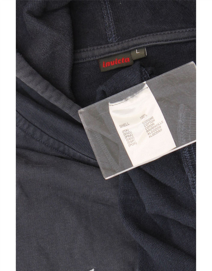 Maglione con cappuccio grafico da uomo Invicta grande in cotone blu navy