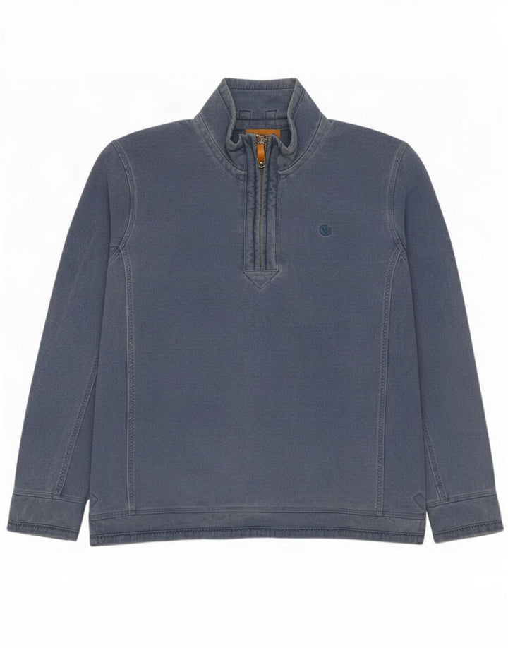 Felpa da uomo con collo con zip grafica Fat Face, maglione grande, cotone blu