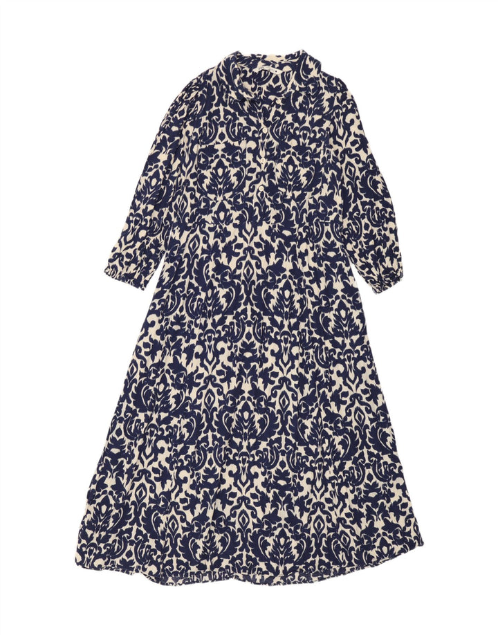Vestito lungo da donna Zara UK 12 Viscosa Ikat blu medio