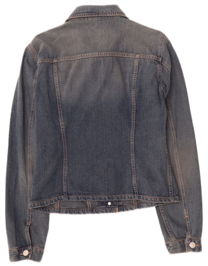 Giacca in denim corto da donna Benetton UK 14 cotone blu medio