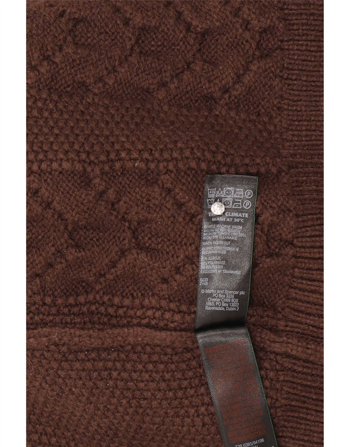 Maglione maglione a collo alto da donna Marks & Spencer UK 10 piccolo acrilico marrone