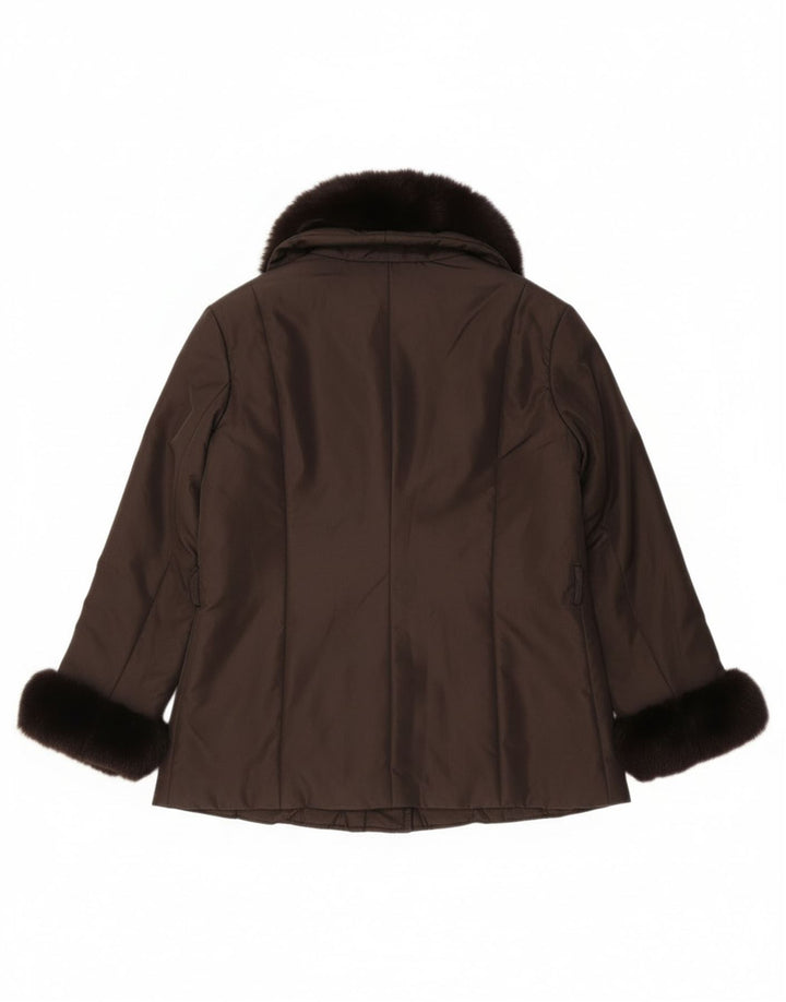 Luisa Spagnoli Giacca imbottita oversize da donna UK 10 Small Marrone Poliestere