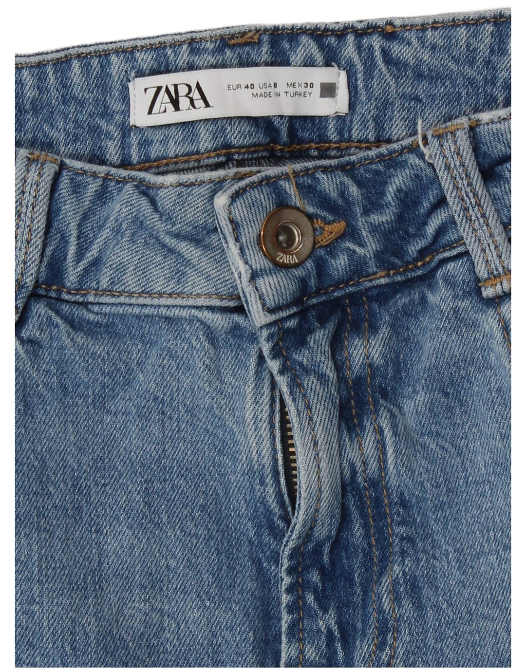 Jeans dritti a vita alta da donna Zara EU 40 medio W30 L27 blu