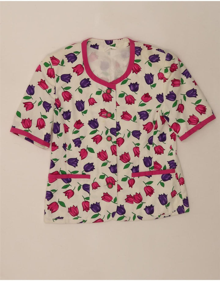Camicetta a maniche corte da donna Alexander EU 38 cotone floreale bianco medio