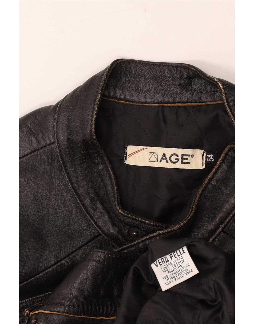 Giacca in pelle da motociclista vintage da uomo IT 54 2XL Pelle nera