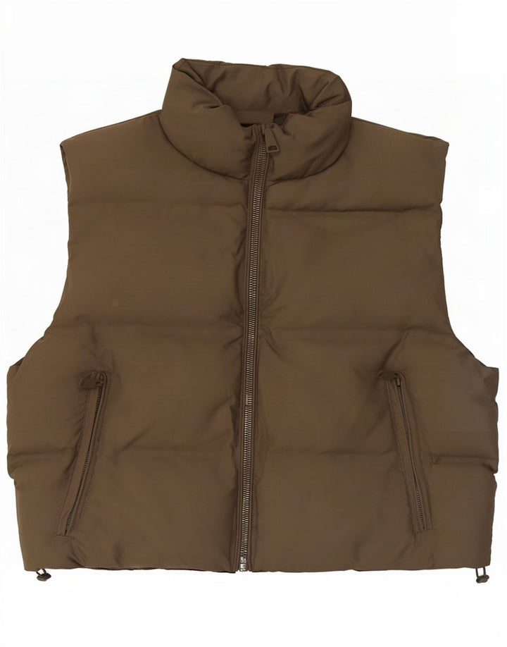 Gilet imbottito da donna Zara UK 14 medio poliestere kaki