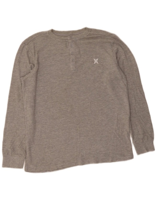 T-shirt Hurley da uomo a maniche lunghe in cotone grigio medio