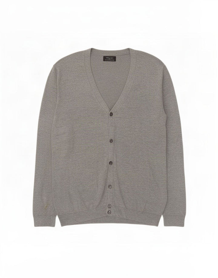 Maglione cardigan da uomo Zara grande grigio screziato
