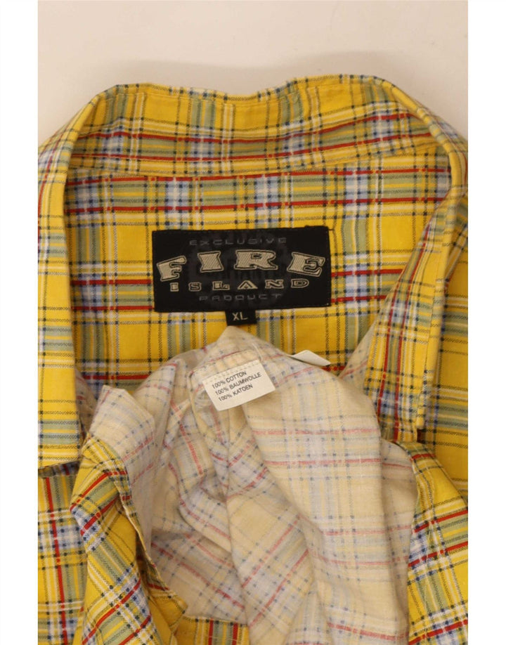 Camicia vintage da uomo XL in cotone a quadri gialli