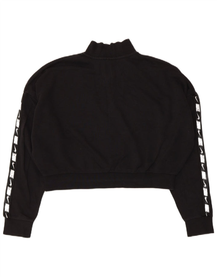 Felpa Nike da donna, corta, oversize, con collo e zip, taglia UK 16, grande, nera