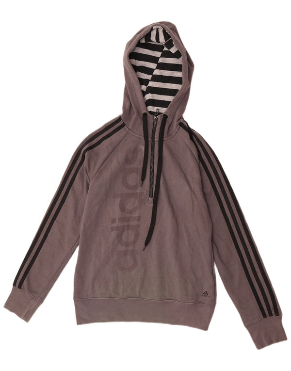 Maglia con cappuccio grafica Adidas Climalite da donna UK 4/6 XS Cotone grigio