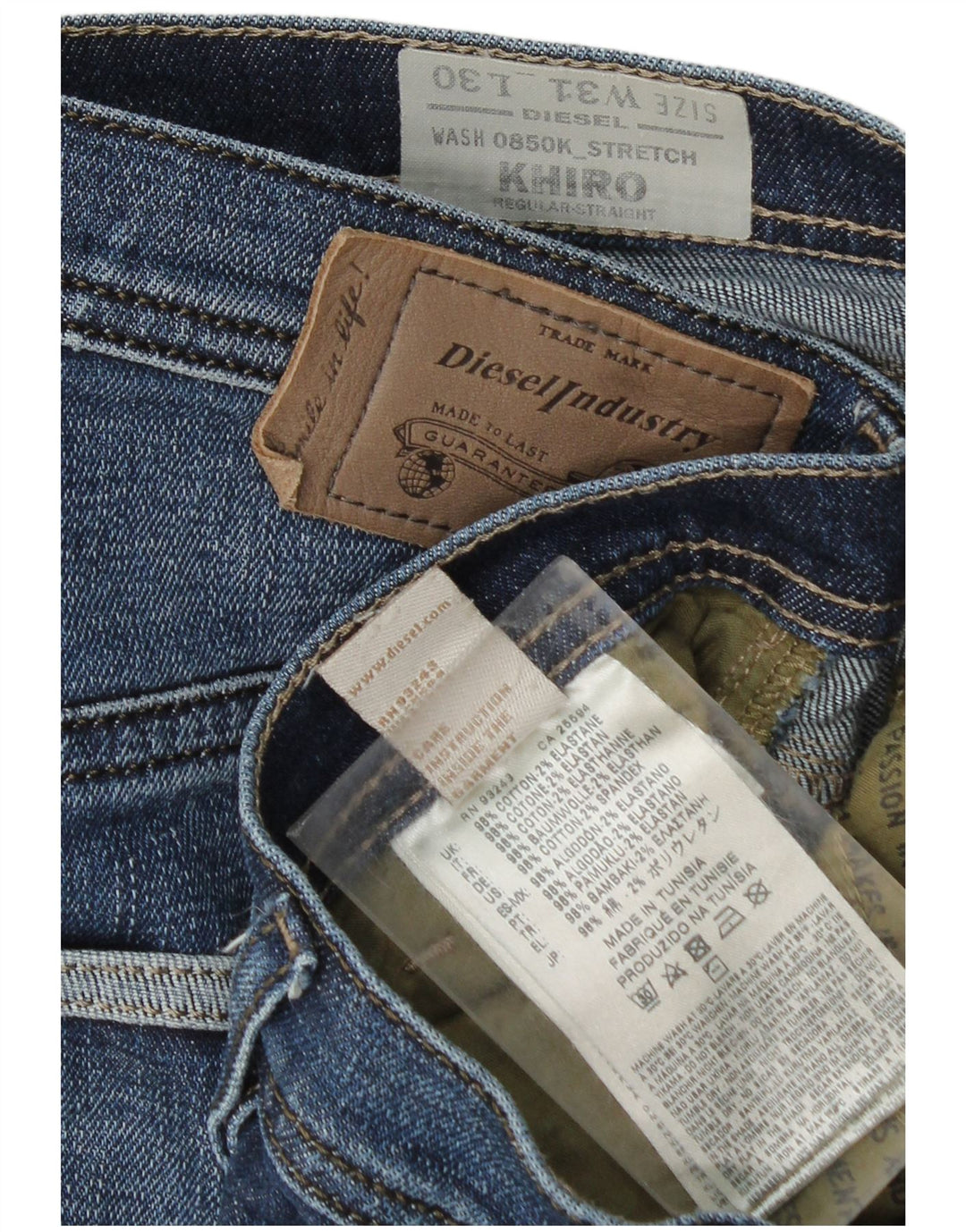 Diesel Uomo Khiro Regular Jeans Dritti W31 L26 Cotone Blu