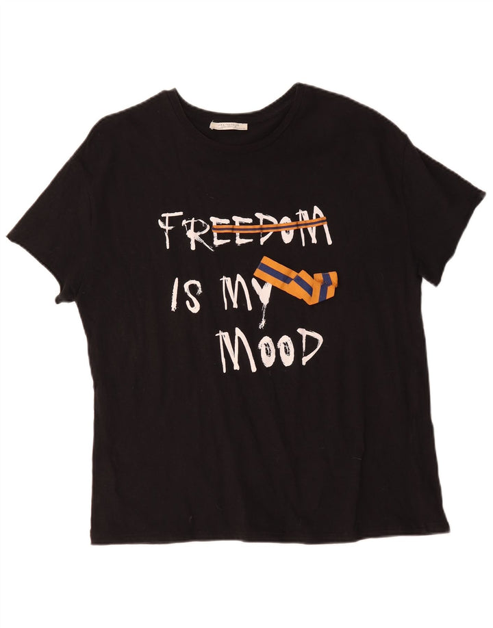 T-shirt grafica Zara Trafaluc da donna, nera media