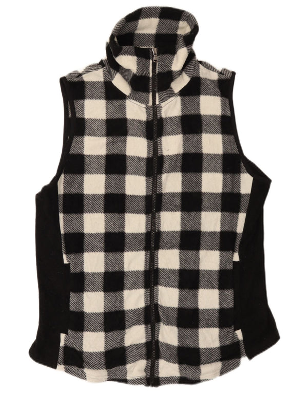 Gilet in pile da donna Chaps UK 16 grande poliestere a quadretti nero
