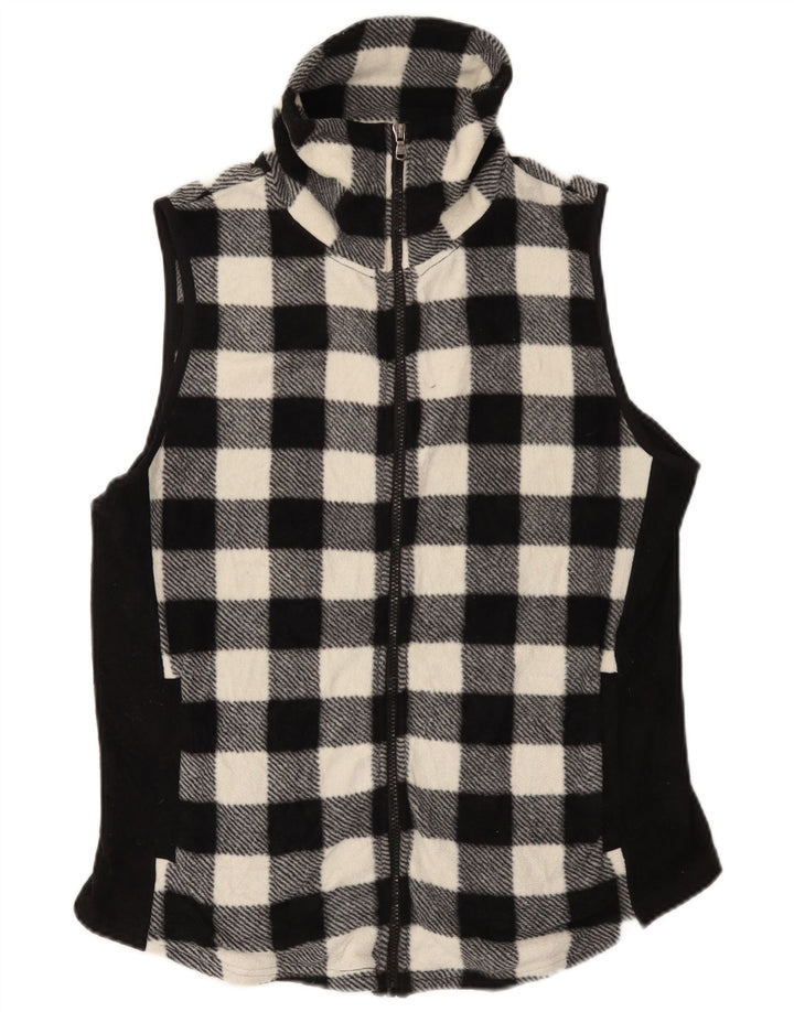 Gilet in pile da donna Chaps UK 16 grande poliestere a quadretti nero