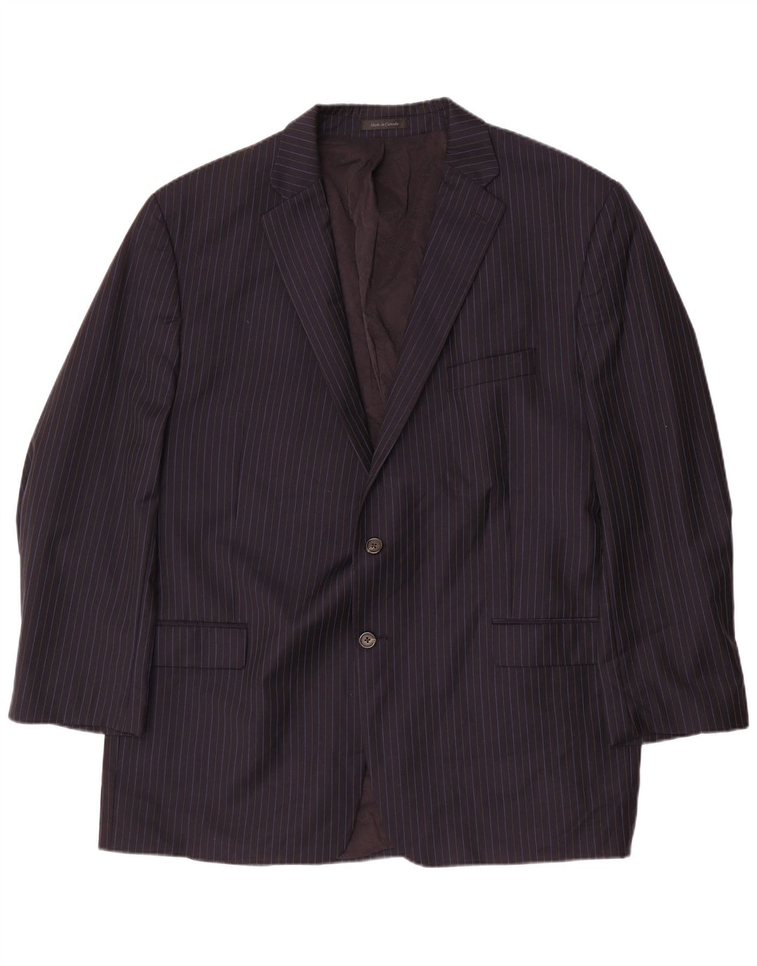 RALPH LAUREN Giacca blazer da uomo a 2 bottoni IT 52 XL Lana gessata blu navy