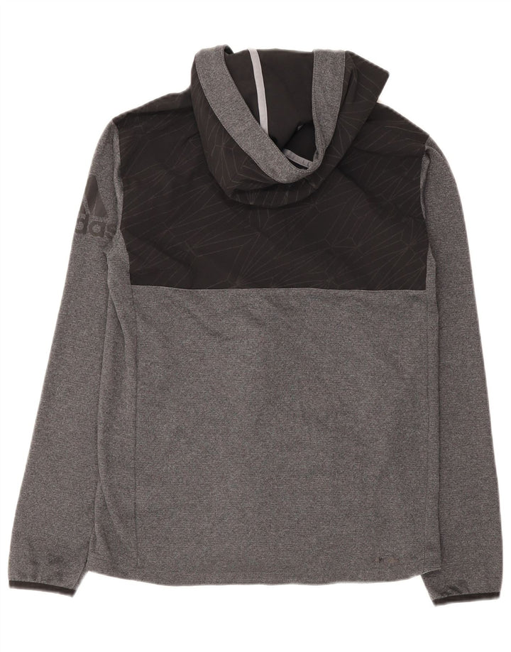 Giacca da ginnastica da uomo con cappuccio grafico Adidas piccola color grigio