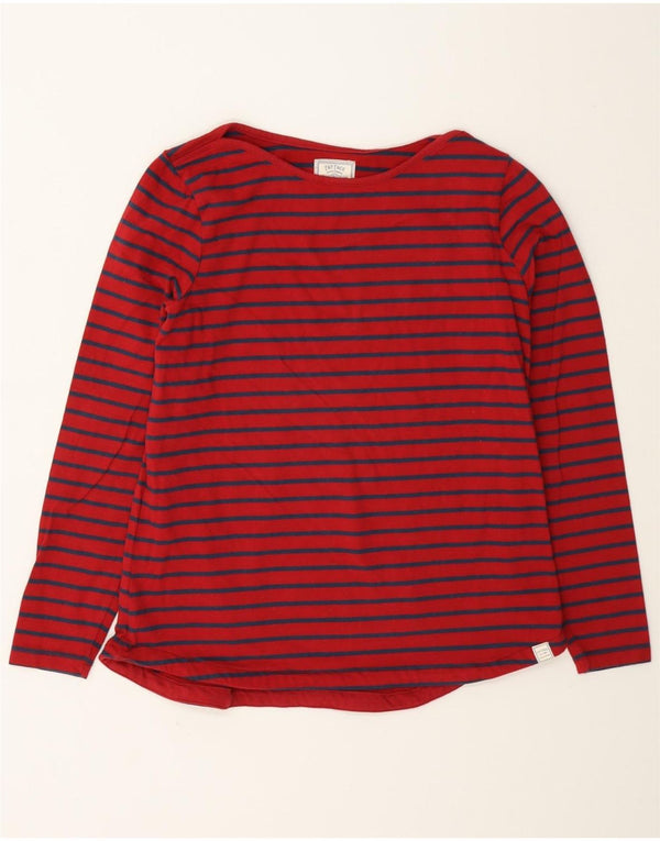 Fat Face Top da donna a maniche lunghe UK 14 Grande cotone gessato rosso