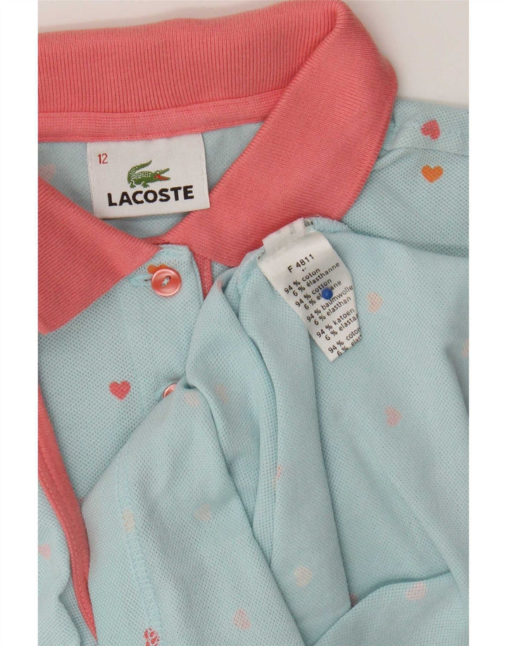 Polo Lacoste per ragazze con motivo astratto, 11-12 anni, color block blu