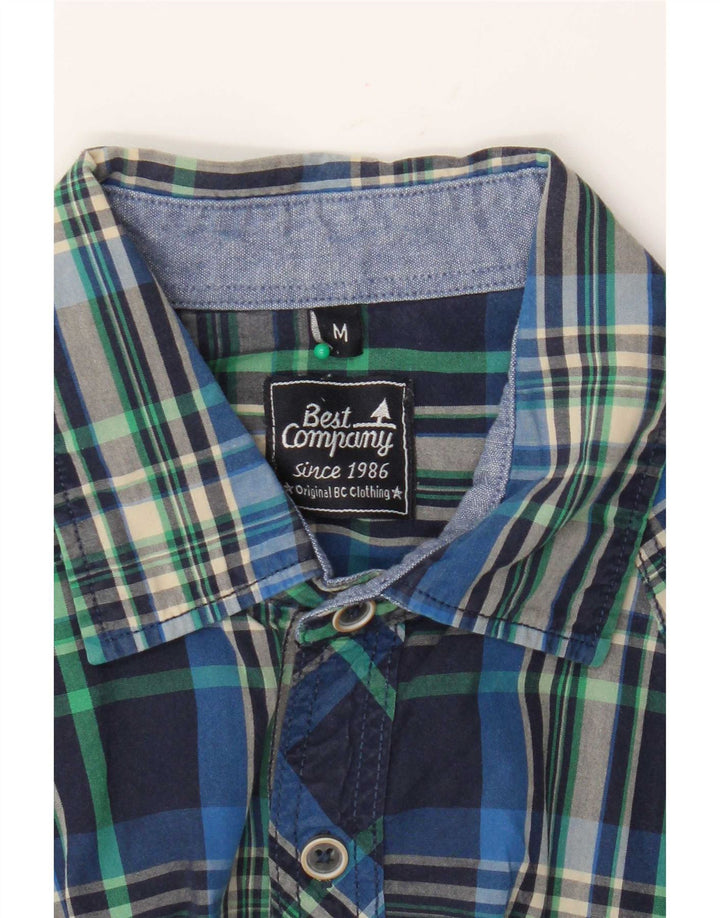 Camicia a maniche corte da uomo Best Company a quadri blu medio