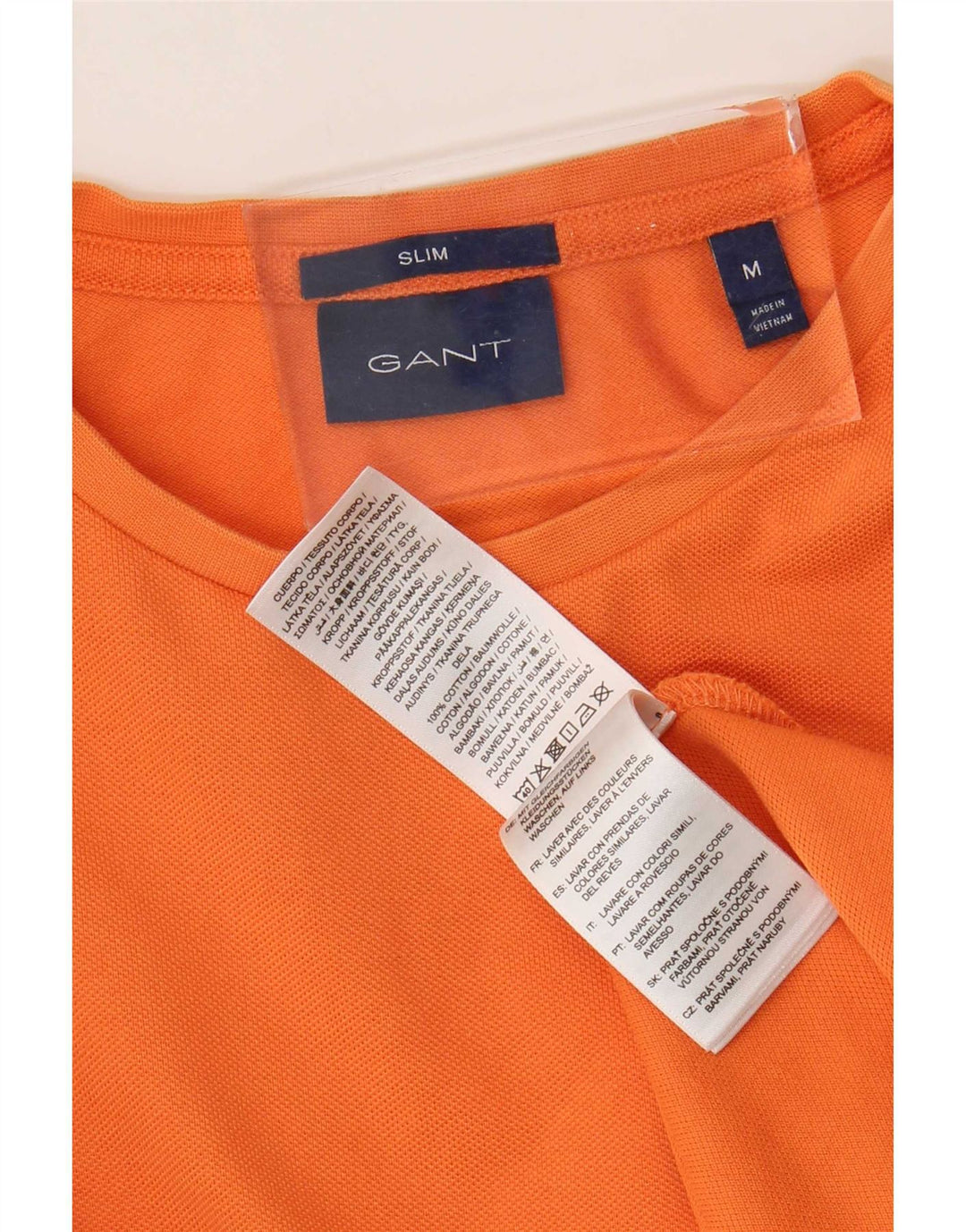 Gant T-shirt da uomo slim fit top in cotone arancione medio