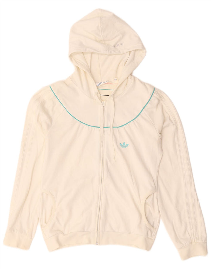Felpa con cappuccio e zip da donna Adidas IT 44 cotone bianco medio