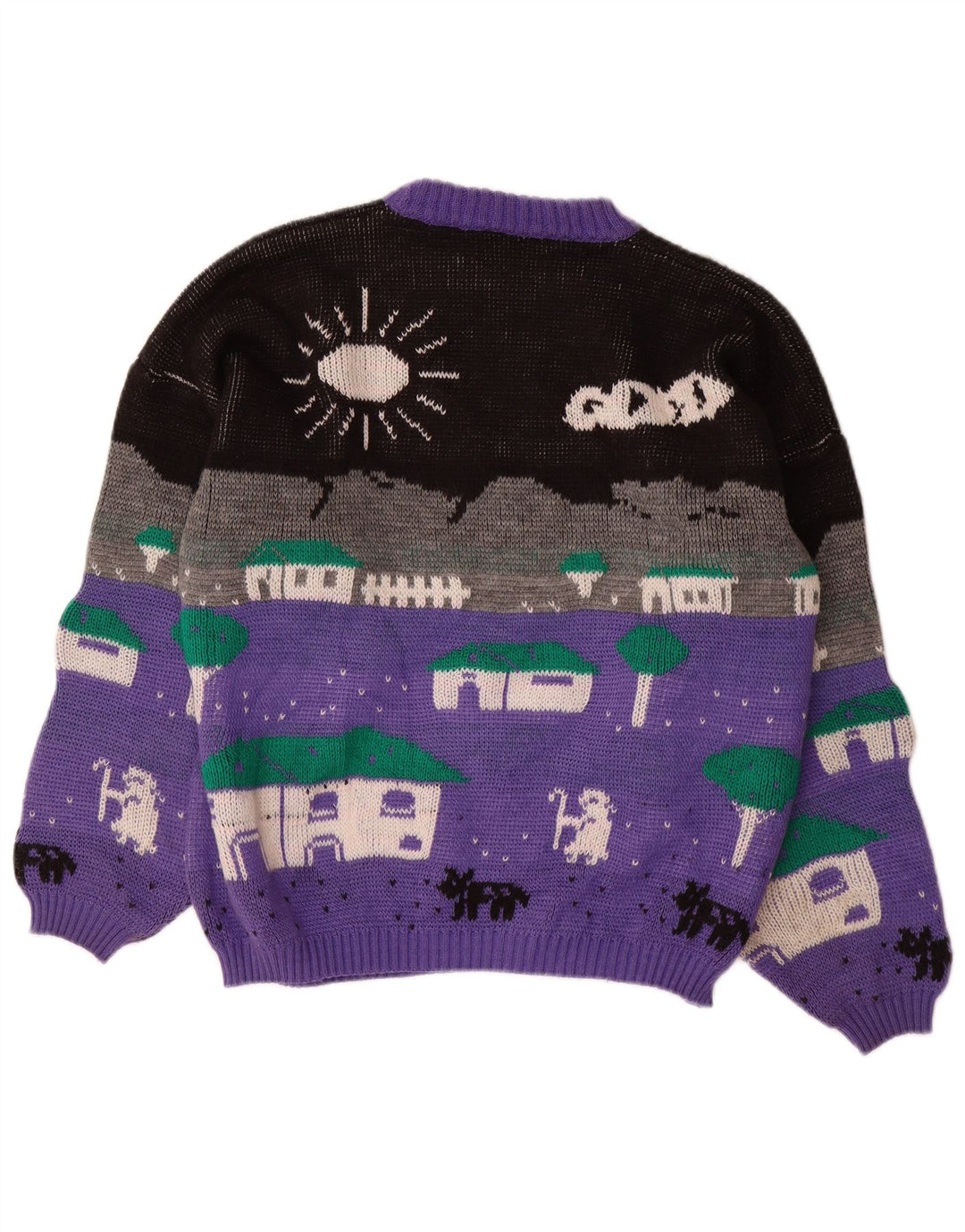 Maglione maglione girocollo da donna ALTA MODA UK 16 Large Purple Colourblock