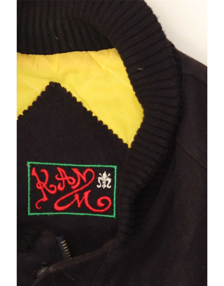 Giacca a vento bomber da uomo vintage IT 52 XL lana nera