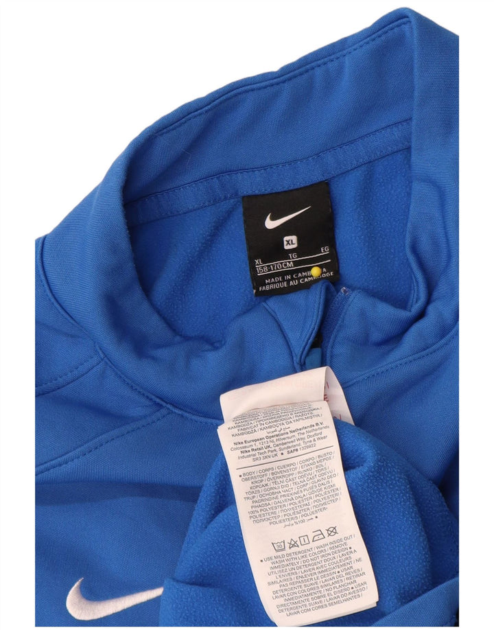 Top della tuta da ginnastica Nike da ragazzo con zip grafica e collo 13-14 anni XL Blu