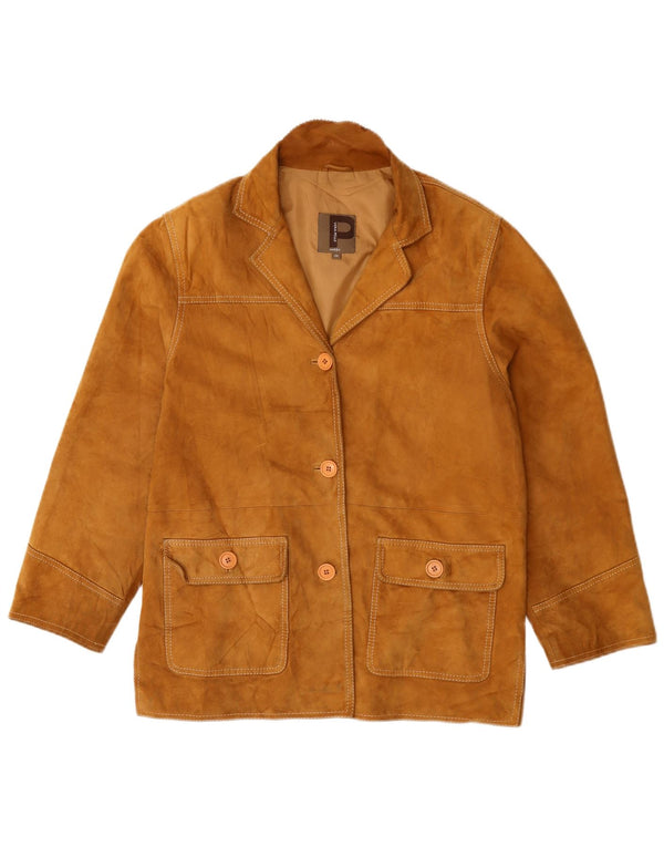 Giacca Blazer da Donna in Pelle Scamosciata 3 Bottoni Conbipel IT 46 Large in Pelle Beige