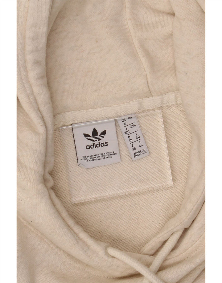 ADIDAS Womens Oversized Hoodie Jumper UK 12 Medium Beige Cotton Vintage Adidas and Second-Hand Adidas from Messina Hembry 