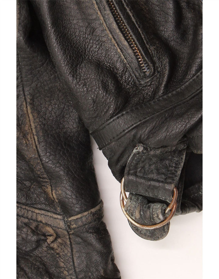 Giacca da motociclista in pelle da uomo Clout UK 42 XL Pelle nera