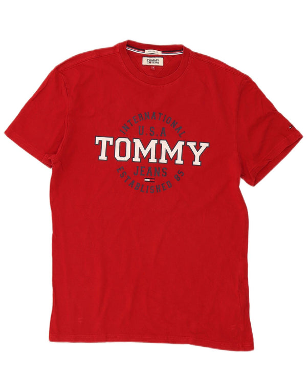 T-shirt grafica da uomo con vestibilità regolare Tommy Hilfiger Top Small in cotone rosso