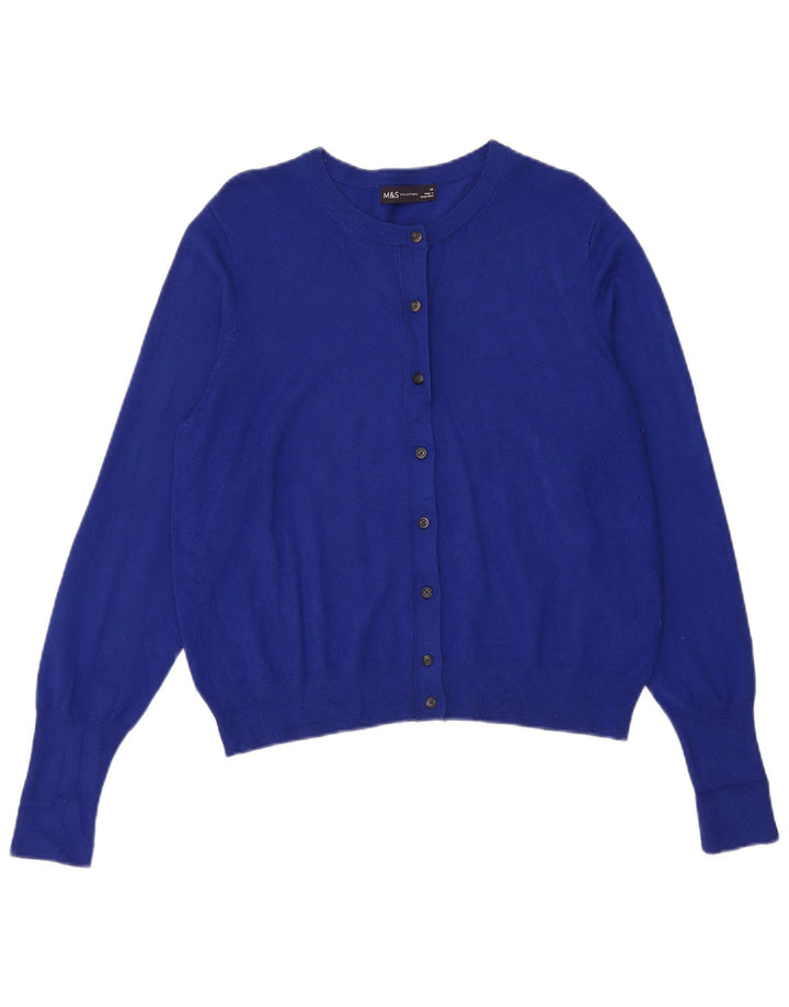 Maglione cardigan da donna Marks & Spencer UK 14 Viscosa blu medio