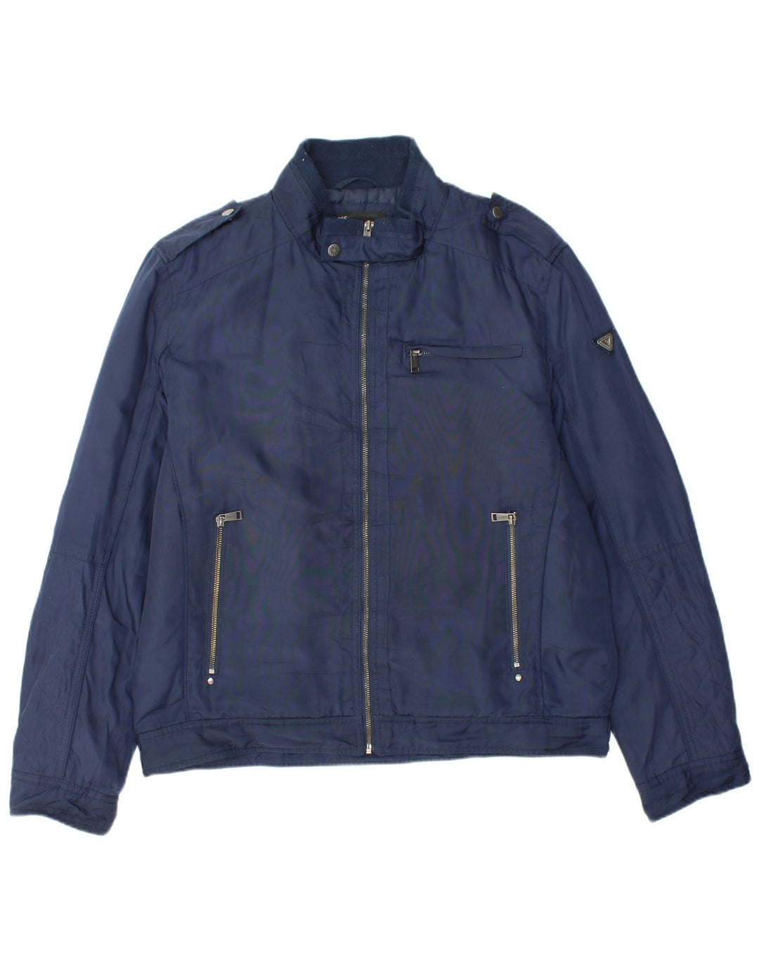 GUESS Mens Military Jacket UK 42 XL Navy Blue