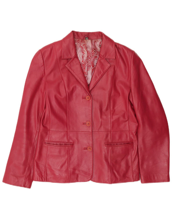 Giacca blazer in pelle vintage da donna a 3 bottoni EU 38 in pelle rosa medio