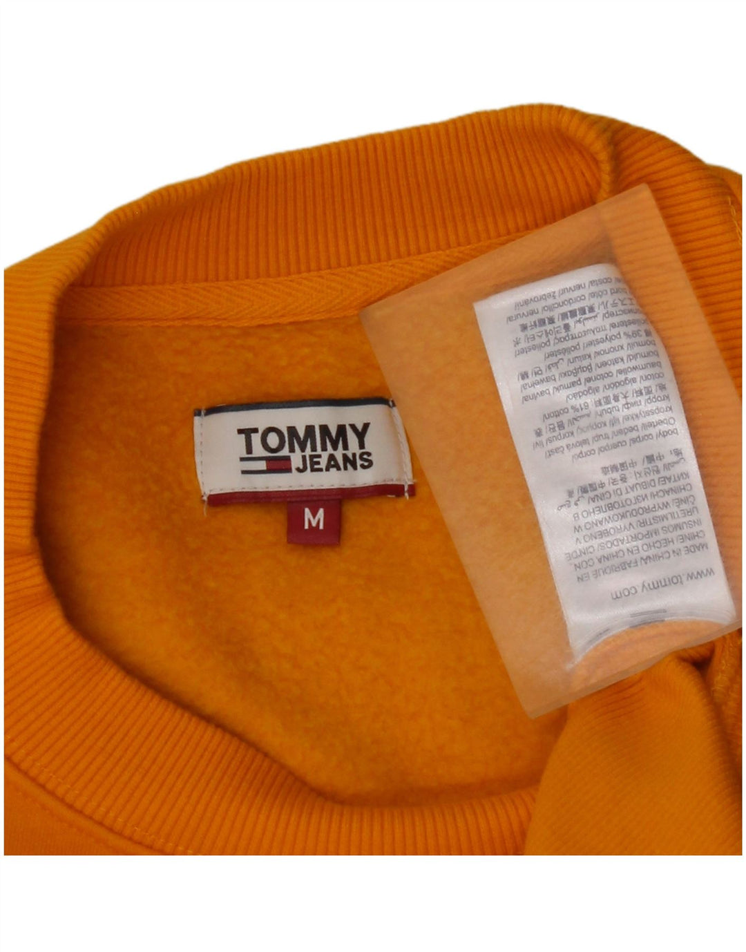 TOMMY HILFIGER Felpa corta da donna Maglione UK 14 Cotone giallo medio