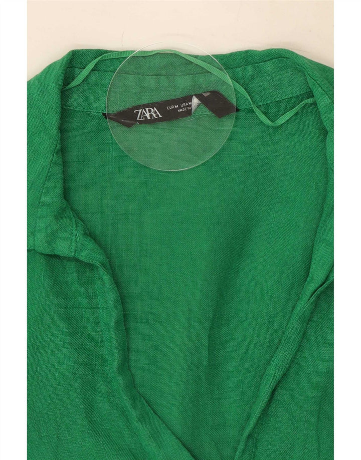 Camicia da donna Zara UK 14 Lino verde medio