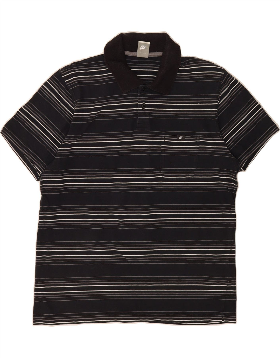 NIKE Mens Polo Shirt UK 47/48 2XL Navy Blue Striped Vintage Nike and Second-Hand Nike from Messina Hembry 