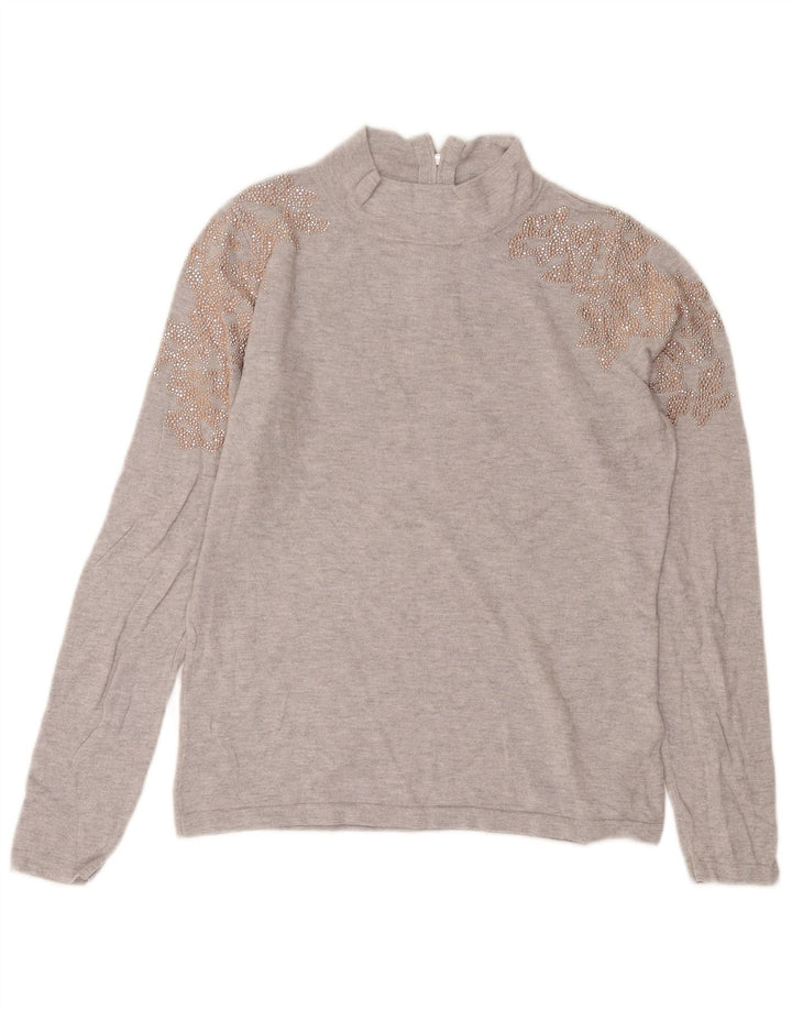 Maglione maglione a collo alto da donna Coast UK 12 Poliammide floreale grigio medio