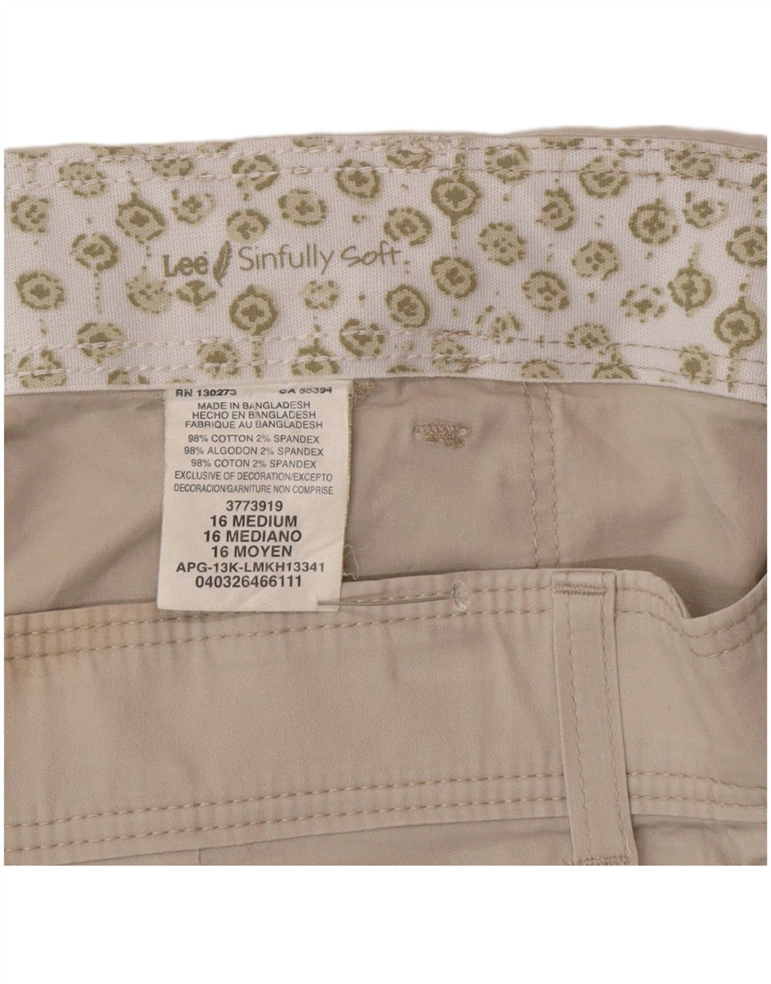 Pantaloncini cargo da donna Lee US 16 2XL W36 Cotone beige