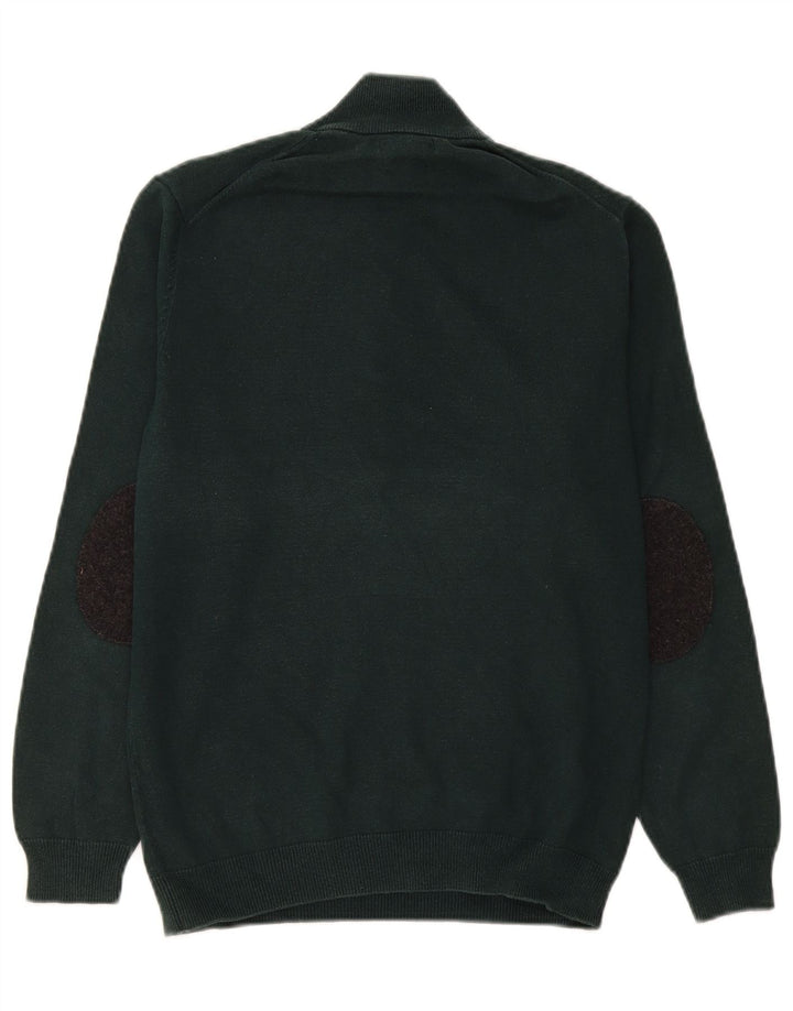 Massimo Dutti Maglione da uomo con zip e collo in cotone verde medio